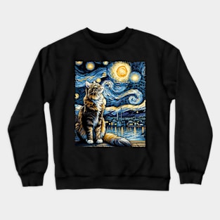 Sassy Starry Night Cat Shirt Astral Allure Crewneck Sweatshirt